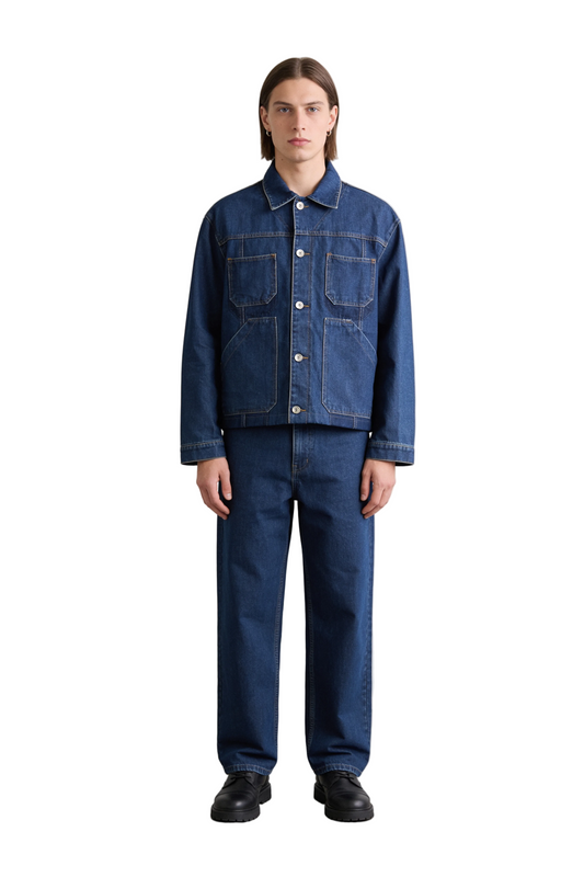 Dark Indigo Denim Jacket with Four Patch Pockets