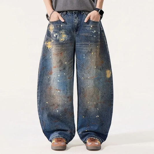 Galaxy Paint Wide Leg Jeans