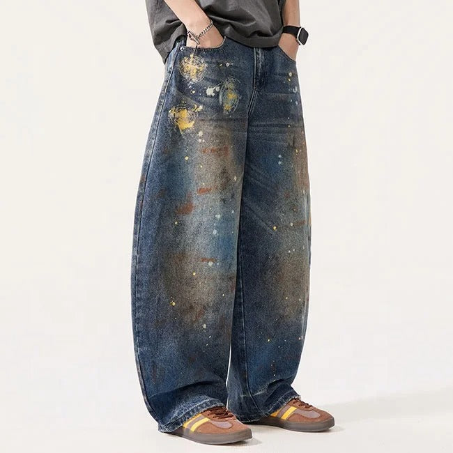 Galaxy Paint Wide Leg Jeans