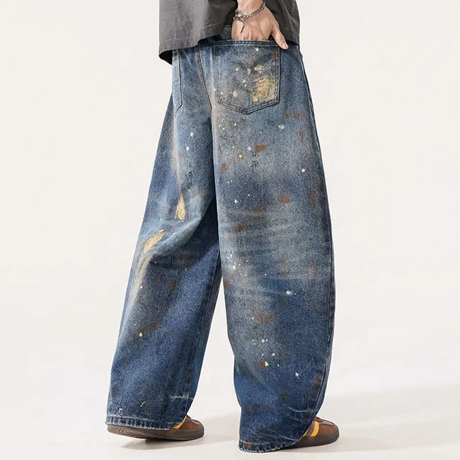 Galaxy Paint Wide Leg Jeans