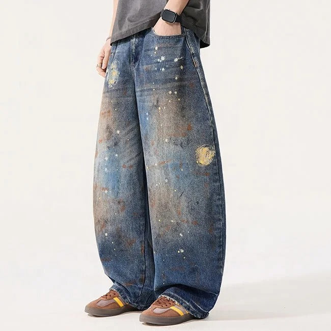Galaxy Paint Wide Leg Jeans
